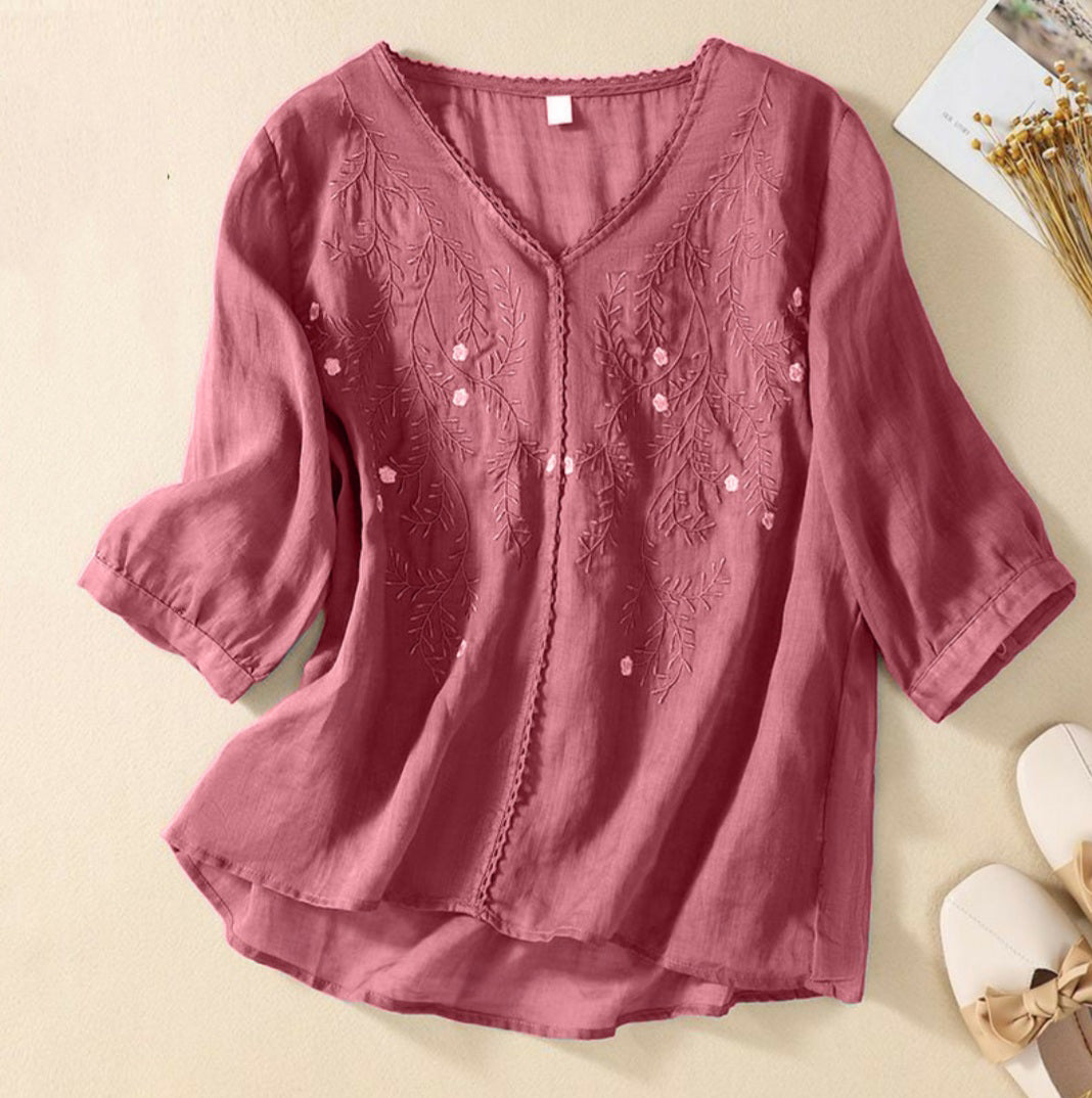 Stylish Embroidery Crew Neck Half Sleeve Casual Top - WeShine.in – Miss ...